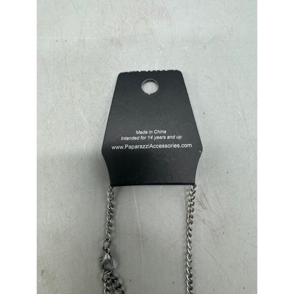 Paparazzi Silver & Olive Green Fringe Necklace & Earring Set - Picture 5 of 5